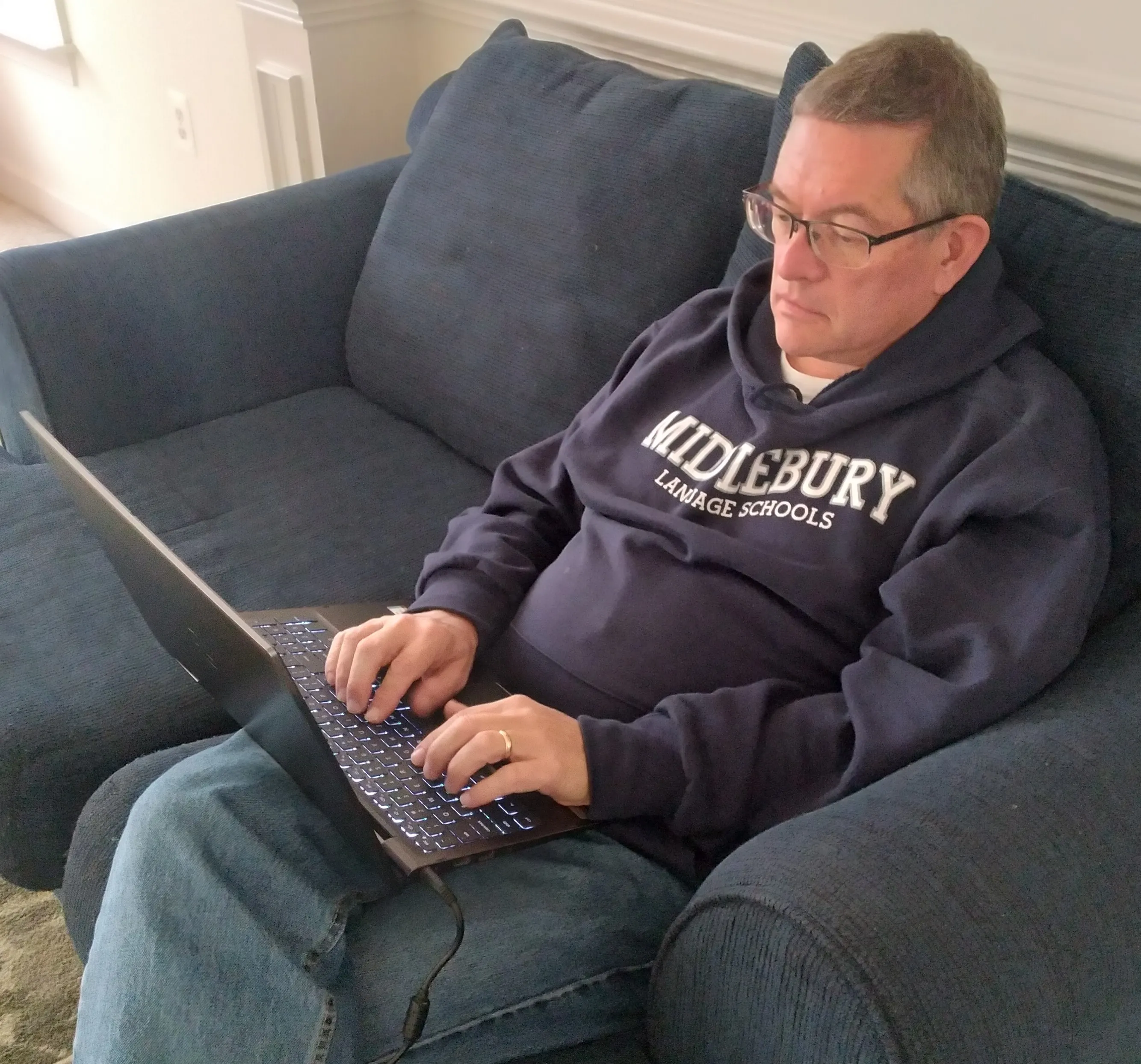 Practicing on the computer.