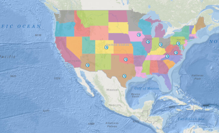 US Map with Redistricting Resource Sites